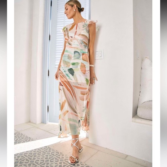 NWT Antonio Melani x M.G. Style Mal Paint Streak Maxi Dress - Picture 2 of 13